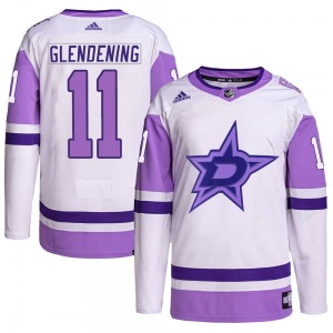 Luke Glendening Dallas Stars Adidas Youth Authentic Hockey Fights Cancer Primegreen Jersey (White/Purple)
