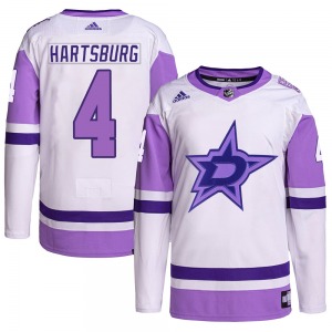 Craig Hartsburg Dallas Stars Adidas Youth Authentic Hockey Fights Cancer Primegreen Jersey (White/Purple)