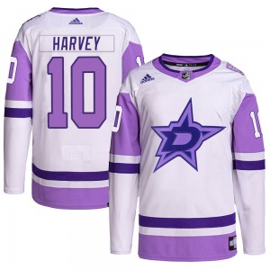 Todd Harvey Dallas Stars Adidas Youth Authentic Hockey Fights Cancer Primegreen Jersey (White/Purple)