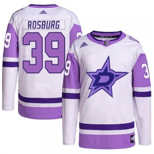 Jerad Rosburg Dallas Stars Adidas Youth Authentic Hockey Fights Cancer Primegreen Jersey (White/Purple)