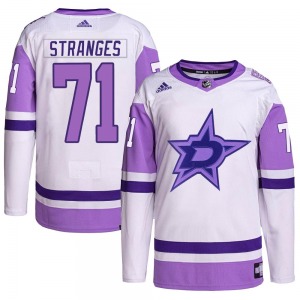 Antonio Stranges Dallas Stars Adidas Youth Authentic Hockey Fights Cancer Primegreen Jersey (White/Purple)