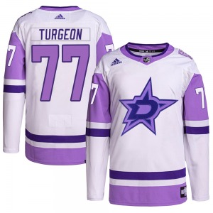 Pierre Turgeon Dallas Stars Adidas Youth Authentic Hockey Fights Cancer Primegreen Jersey (White/Purple)