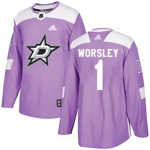 Gump Worsley Dallas Stars Adidas Authentic Fights Cancer Practice Jersey (Purple)