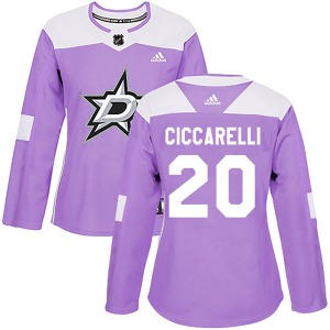 Dino Ciccarelli Dallas Stars Adidas Women's Authentic Fights Cancer Practice Jersey (Purple)