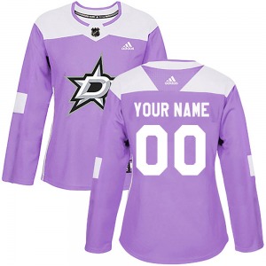 Custom Dallas Stars Adidas Women's Authentic Custom Fights Cancer Practice Jersey (Purple)