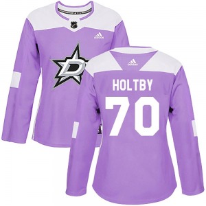 Braden Holtby Dallas Stars Adidas Women's Authentic Fights Cancer Practice Jersey (Purple)
