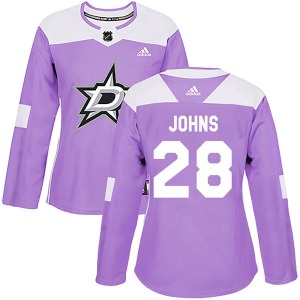 Stephen Johns Dallas Stars Adidas Women's Authentic Fights Cancer Practice Jersey (Purple)