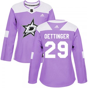 Jake Oettinger Dallas Stars Adidas Women's Authentic ized Fights Cancer Practice Jersey (Purple)