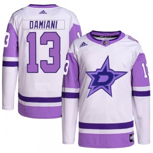 Riley Damiani Dallas Stars Adidas Authentic Hockey Fights Cancer Primegreen Jersey (White/Purple)
