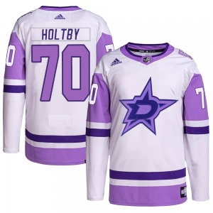 Braden Holtby Dallas Stars Adidas Authentic Hockey Fights Cancer Primegreen Jersey (White/Purple)