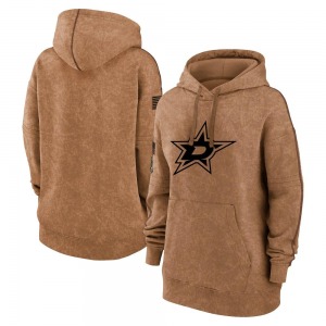 Dallas Stars Women's 2023 Salute to Service Pullover Hoodie (Brown)