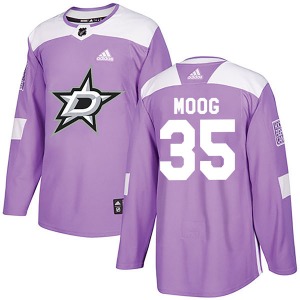 Andy Moog Dallas Stars Adidas Youth Authentic Fights Cancer Practice Jersey (Purple)