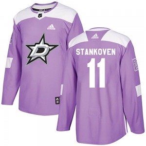 Logan Stankoven Dallas Stars Adidas Youth Authentic Fights Cancer Practice Jersey (Purple)