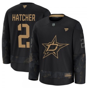 Derian Hatcher Dallas Stars Fanatics Premium 2024 Military Appreciation Practice Jersey (Black)