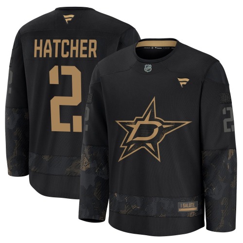 Derian Hatcher Dallas Stars Fanatics Premium 2024 Military Appreciation Practice Jersey (Black)
