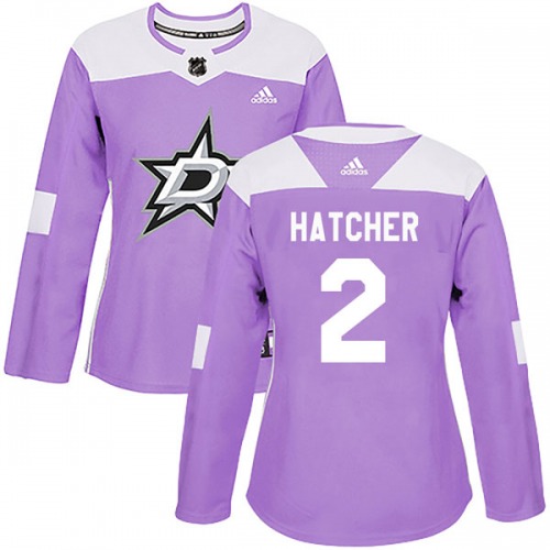 Derian Hatcher Dallas Stars Adidas Women's Authentic Fights Cancer Practice Jersey (Purple)